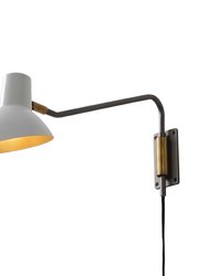 Swing Wall Lighting - Gunmetal with Matte White Shade, Plug-in, Dimmer Switch