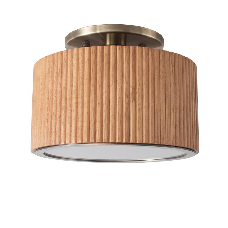 Tambo SemiFlush Mount Ceiling Light - Natural Ash, Weathered Brass