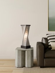 Torque Table Lamp - 24", Espresso Wood and Satin Nickel, Hand-Knotted Silvered Strings, Dimmer Switch