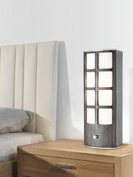 Ventana Accent Table Lamp - 20", Charcoal Grey Wood, Dimmer Switch