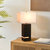 Zen Standing Table Lamp - Gilded Ebony Wood Finish, Weathered Brass, White Linen Shade