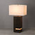 Zen Standing Table Lamp - Gilded Ebony Wood Finish, Weathered Brass, White Linen Shade