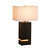 Zen Standing Table Lamp - Gilded Ebony Wood Finish, Weathered Brass, White Linen Shade