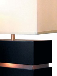 Zen Table Lamp with Nightlight - 19", Espresso Wood, Brushed Nickel, 4-way Switch