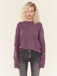 Anabell Destructed Cable Knit Sweater - Misty Lilac
