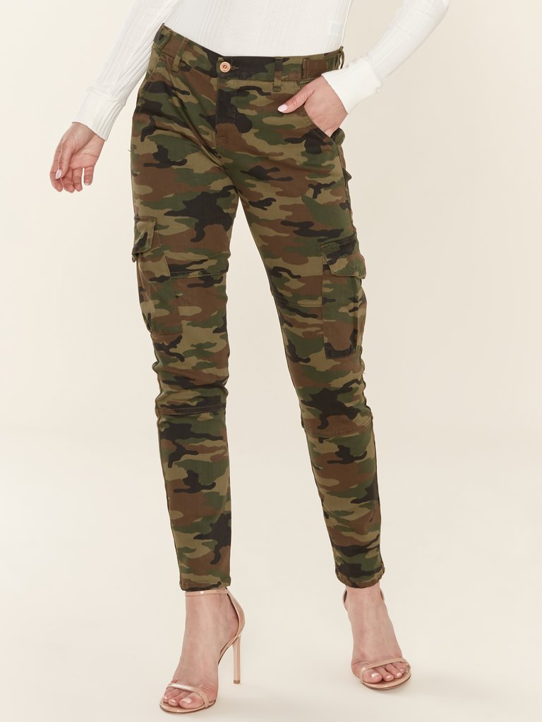 Vincent Skinny Cargo Pants - Olive Camo