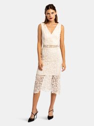 Primm V Neck Lace Midi - Nude