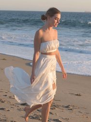Isabelle Cotton Silk Gathered Skirt - White
