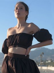 Isabelle Cotton Silk Off-shoulder Crop Top