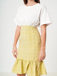 Glen Plaid Mermaid Dress in Yellow