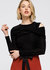 Open Shoulder Stripe Velvet Top - Black