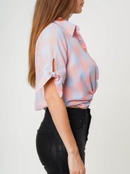 Plaid Twist Hem Crop Top in Bubblegum