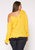 Plus Size Asymmetrical Shoulder Ruffle Blouse - Yellow