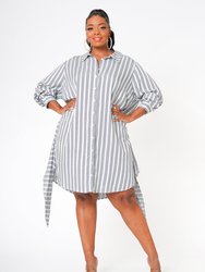 Plus Size Lace Trim Wrapped Shirt Dress - Ditsy Gingham