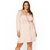 Plus Size Ruffle Trim Long Sleeve Wrap Dress in Mauve