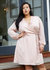 Plus Size Ruffle Trim Long Sleeve Wrap Dress in Mauve