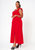 Plus Size Ruffle Trim Wrapped Maxi Dress In Red