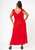 Plus Size Ruffle Trim Wrapped Maxi Dress In Red