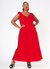 Plus Size Ruffle Trim Wrapped Maxi Dress In Red - Red