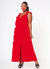 Plus Size Ruffle Trim Wrapped Maxi Dress In Red