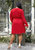 Plus Size Smocked Bell Sleeve Wrap Dress - Red