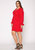 Plus Size Smocked Bell Sleeve Wrap Dress - Red