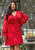 Plus Size Smocked Bell Sleeve Wrap Dress - Red