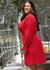 Plus Size Smocked Bell Sleeve Wrap Dress - Red