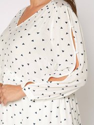 Plus Size Triangle Print Long Sleeve Dress