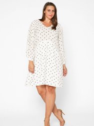 Plus Size Triangle Print Long Sleeve Dress - White Triangle