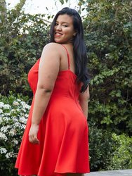 Plus Size V-neck Spaghetti Strap Cocktail Dress in Poppy Ted