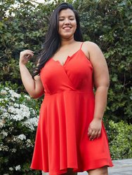 Plus Size V-neck Spaghetti Strap Cocktail Dress in Poppy Ted