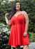 Plus Size V-neck Spaghetti Strap Cocktail Dress in Poppy Ted