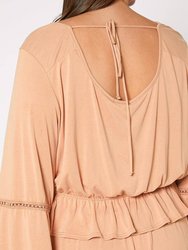 Plus Size Women's Fringe Cuff Bell Sleeve Top