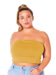 Plus Size Women's Sleeveless Turtle Neck Fitted Top - Gold