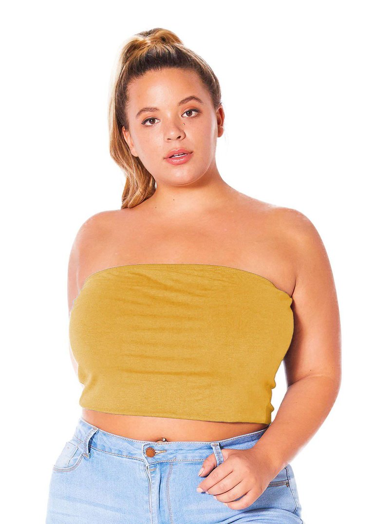 Plus Size Women's Sleeveless Turtle Neck Fitted Top - Gold