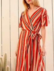 Puff Sleeve Wrap Dress in Poppy Multi - Poppy Multi