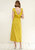 Ruffle Trim Wrapped Midi Dress in Mustard