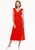 Ruffle Trim Wrapped Midi Dress in Red - Red
