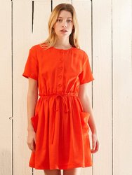 Short Sleeve Utility Dress in Poppy