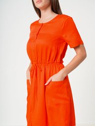 Short Sleeve Utility Dress in Poppy