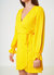 Smocked Bell Sleeve Wrap Dress in Yellow