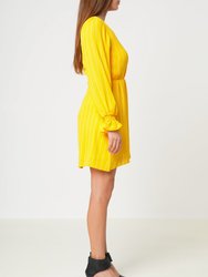 Smocked Bell Sleeve Wrap Dress in Yellow