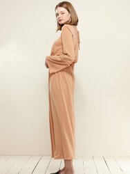 Smocked Waist Wide Leg Palazzo Pants in Apricot