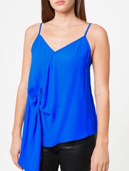 Solid Drape Hem Wrapped Cami in Blue - Blue