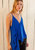 Solid Drape Hem Wrapped Cami in Blue