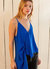 Solid Drape Hem Wrapped Cami in Blue