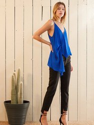 Solid Drape Hem Wrapped Cami in Blue