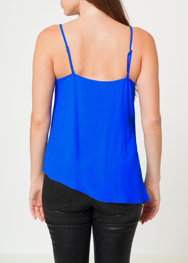 Solid Drape Hem Wrapped Cami in Blue