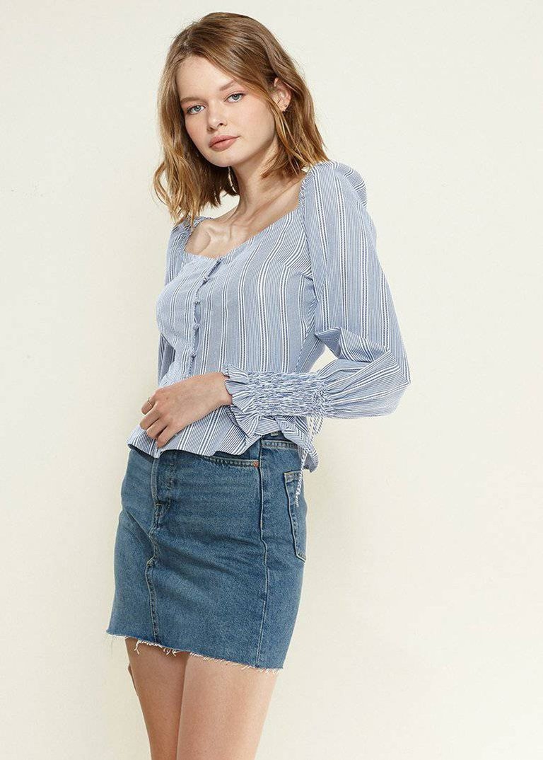 Stripe Off Shoulder Blouse in Blue